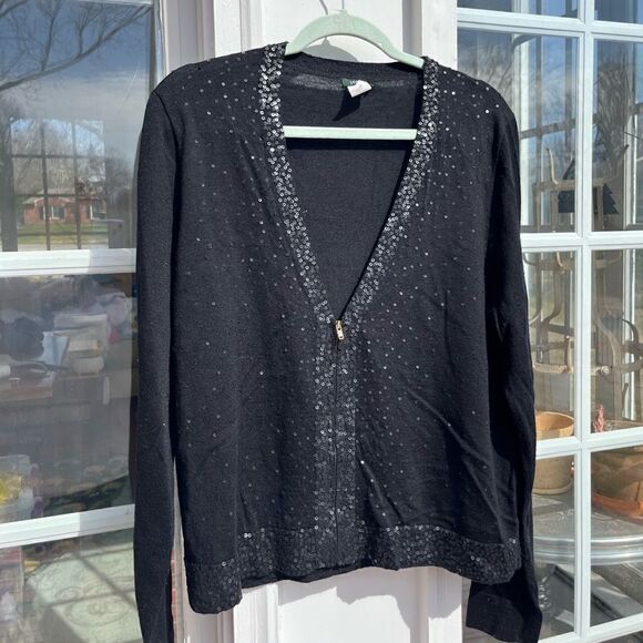 J Crew Zipped Sequin Cardigan Sweater - Picture 1 of 5